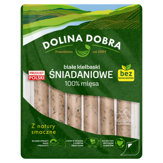 DOLINA DOBRA Białe kiełbaski śniadaniowe 100% mięsa