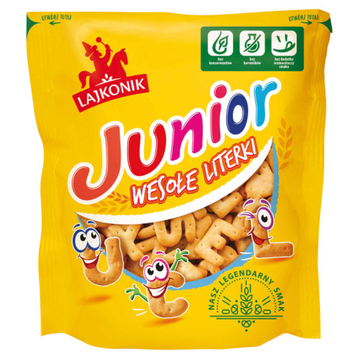 LAJKONIK Junior Wesołe Literki Krakersy solone