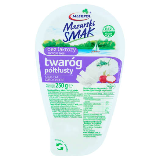 Mazurski Smak Twaróg półtłusty klinek bez laktozy