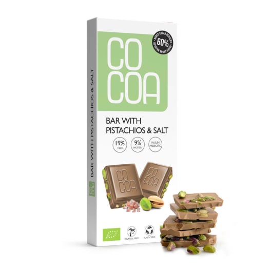 COCOA Tabliczka biała z pistacjami i solą BIO